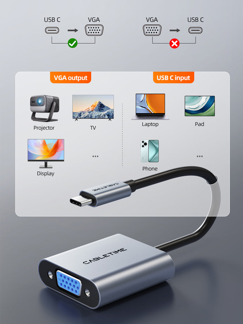 USB Type C to VGA Adapter for MacBook Pro