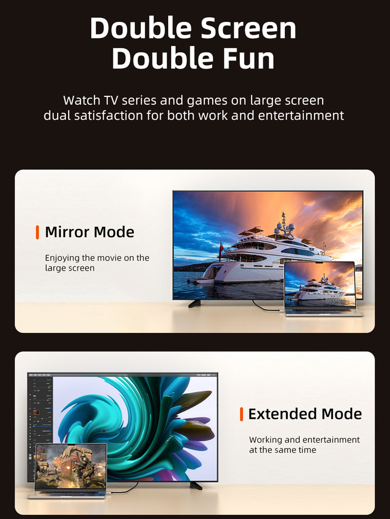 6.6ft 8K 60Hz Bidirectional USB Type-C to DisplayPort Cable 4K 144Hz for MacBook Pro