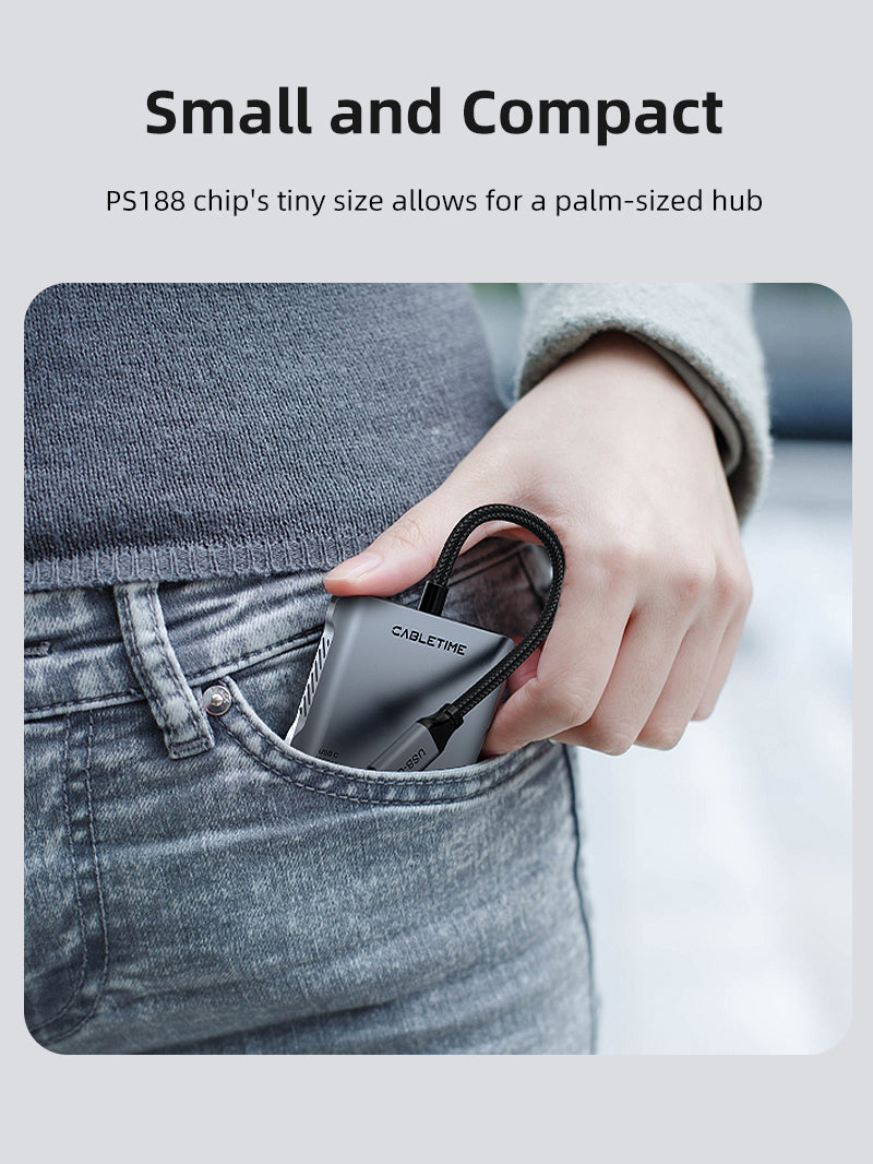 10Gbps 5 IN 1 USB C Hub with HDMI 4K 60Hz 140w Power Delivery