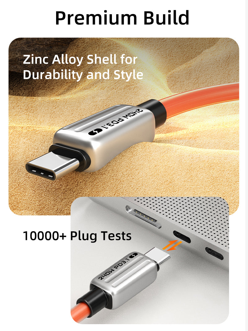 Zinc alloy shell usb c quick charge cable