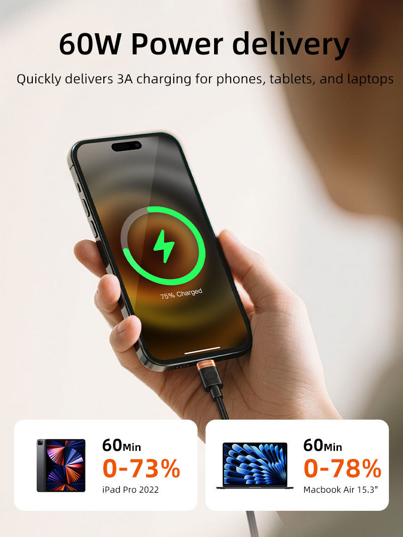 60W USB C to USB C شحن سريع كابل الشحن المضفر 1M لـ Samsung Galaxy S9/S8 Note8/9 20 10 S21 S20 S10 ، iPhone 15/16/17 ، Switch 2 ، iPad ، MacBook