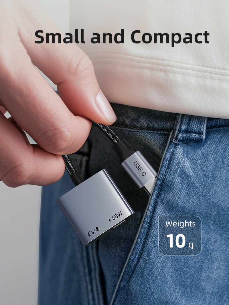 USB C to 3.5mm Headphone and Charger Adapter