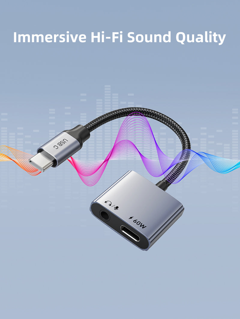 USB C to 3.5mm Headphone and Charger Adapter