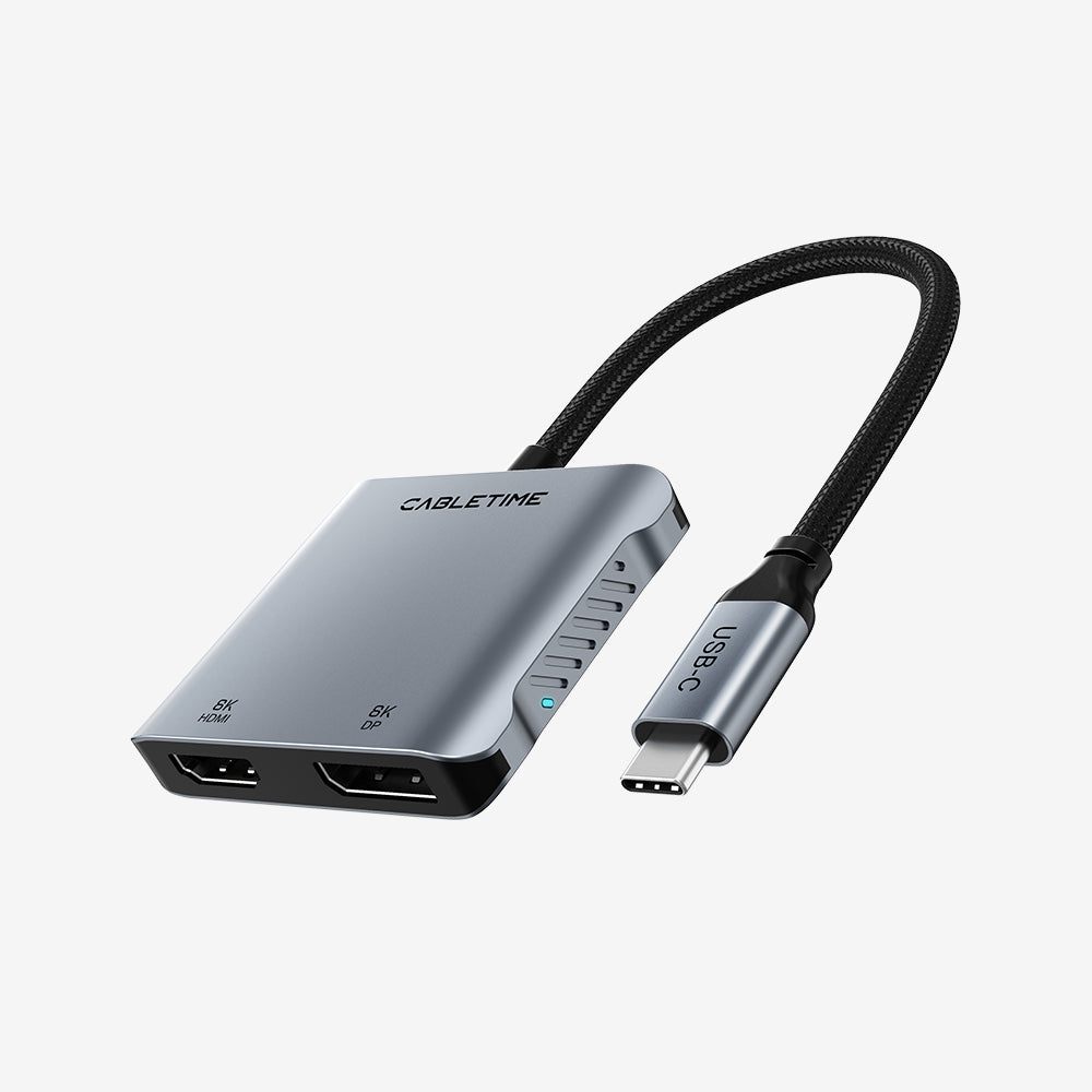 8K USB C To HDMI DP Adapter Dual 4K