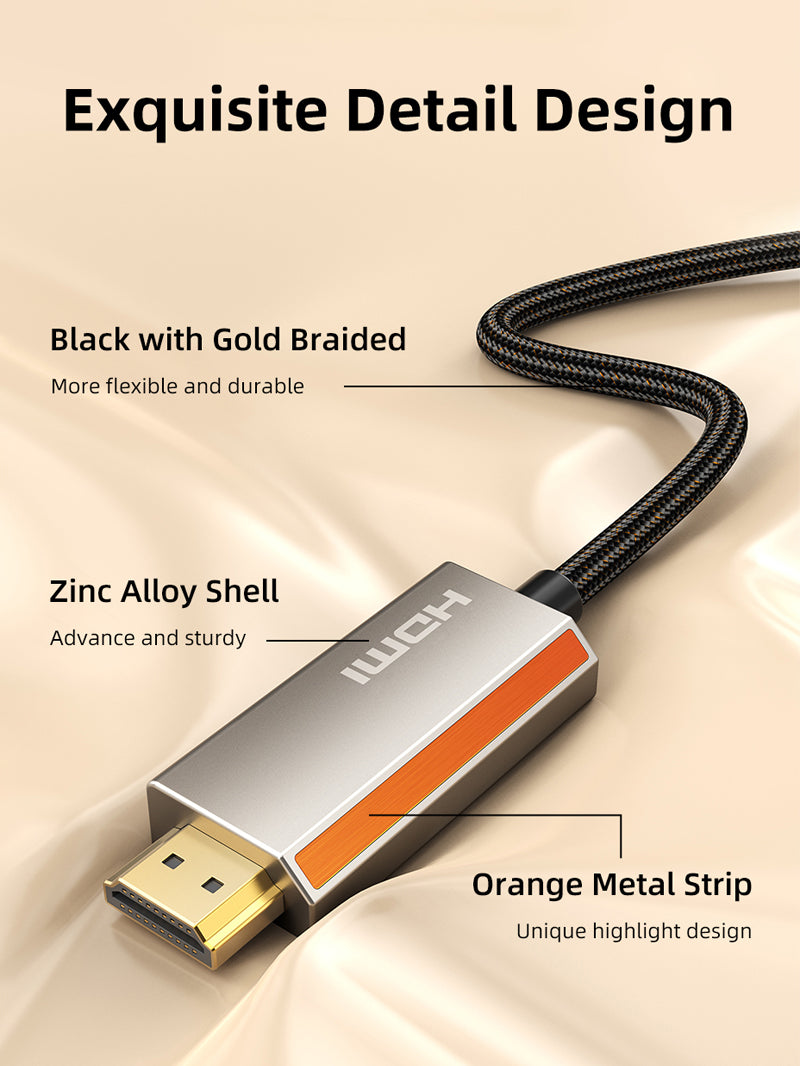 Zinc Alloy USB C Male to HDMI Male 8K Cable Cord 4K 120Hz for MacBook Pro