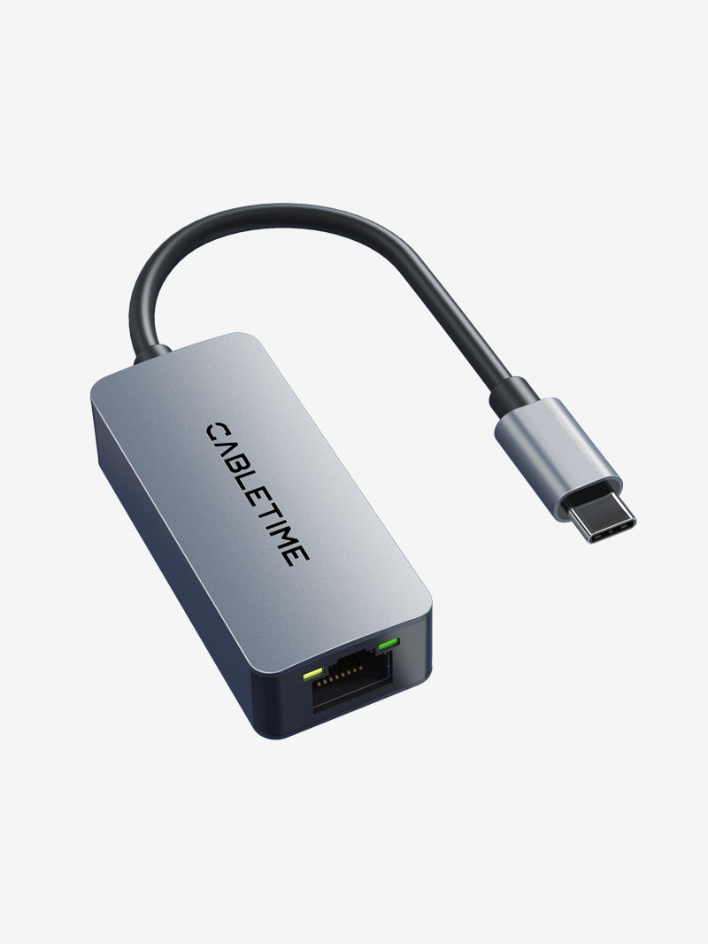 USB 3.1 Type C to 2.5G Rj45 Ethernet Lan Adapter for MacBook Pro/Air, iPad Pro,Dell XPS, Surface Laptop, Mac