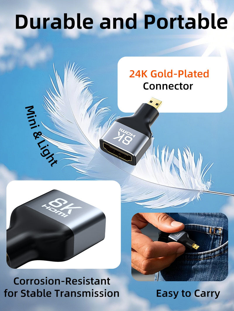 8K@60Hz Bidiمحول Micro HDMI إلى HDMI