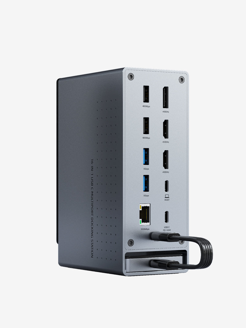 Tre Monitor 16-i-1 USB Type C-dockingstation med SSD-indkapsling