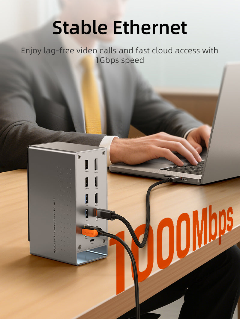 Tre Monitor 16-i-1 USB Type C-dockingstation med SSD-indkapsling