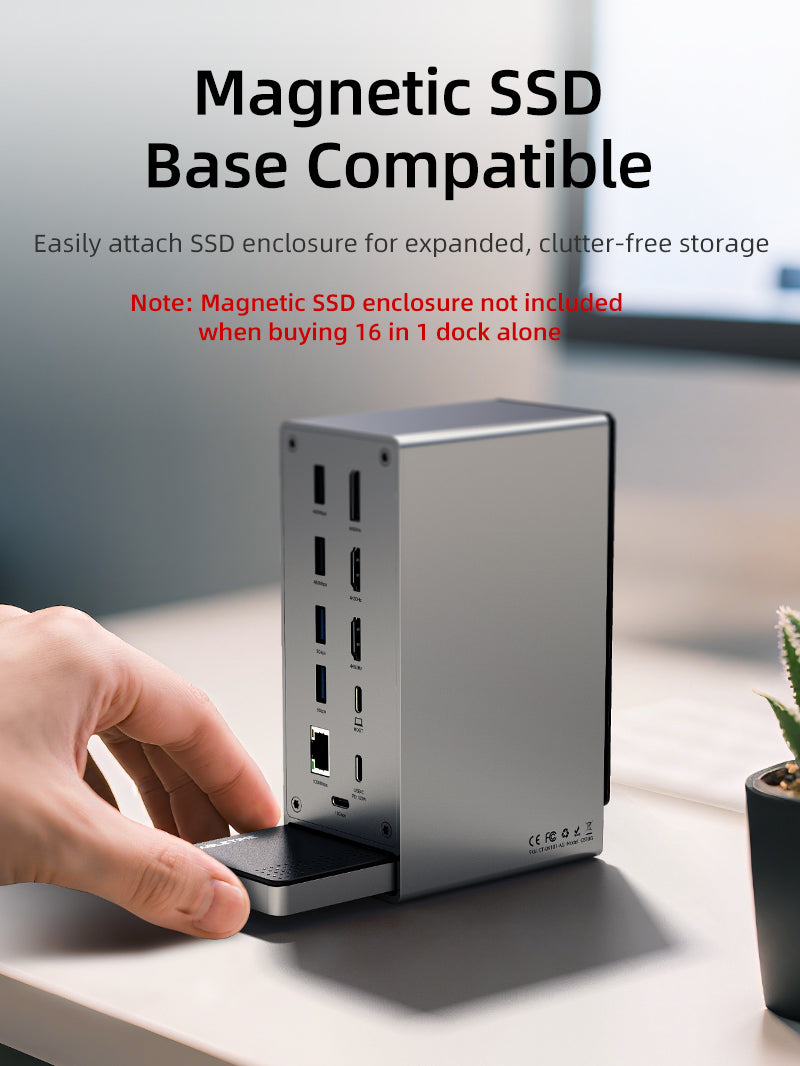 Tre Monitor 16-i-1 USB Type C-dockingstation med SSD-indkapsling