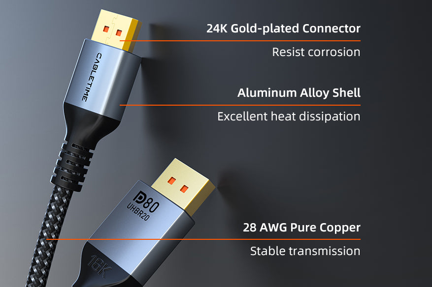 Aluminum DP 2.1 Cable 16K/60Hz