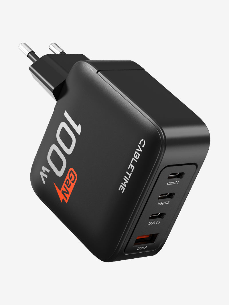 CABLETIME 100W 4 Port USB GaN Wall Charger European for Laptop Apple MacBook Dell