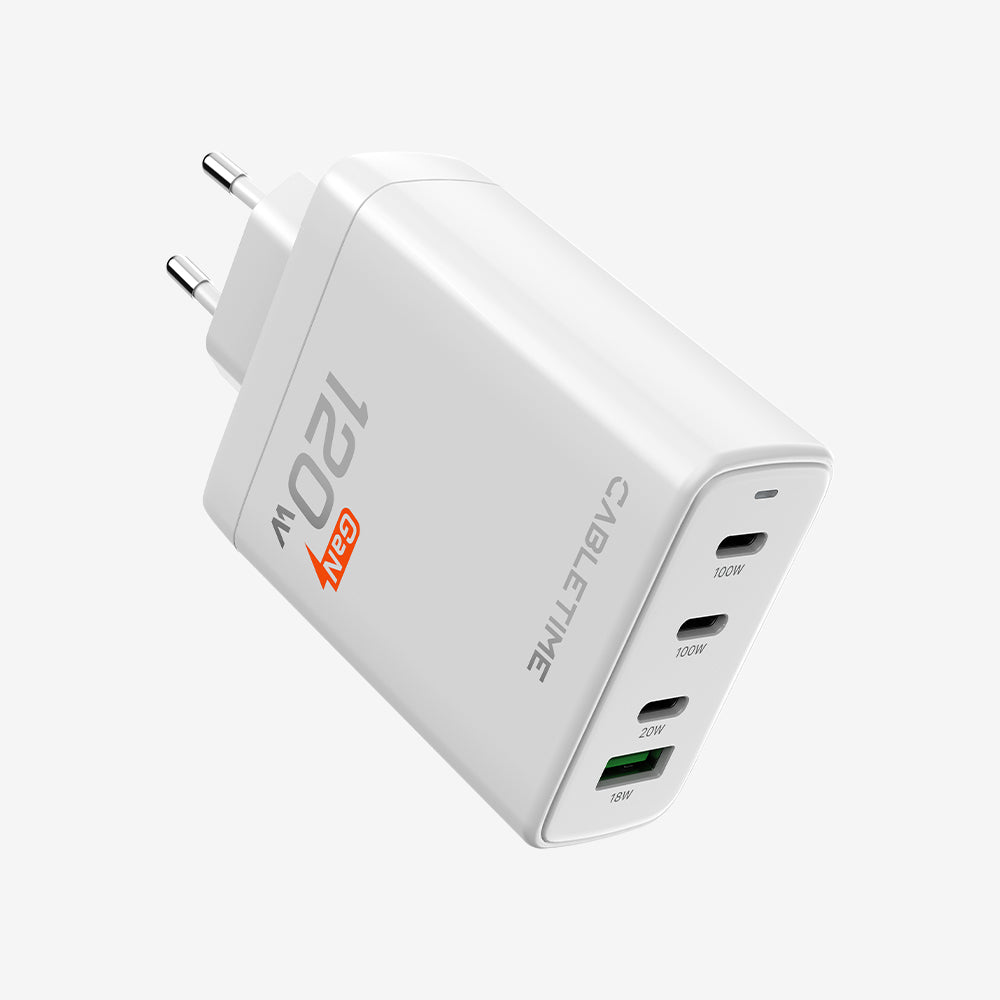 120W 4 Port USB GaN Wall Charger European for Phone Laptop Apple MacBook Dell