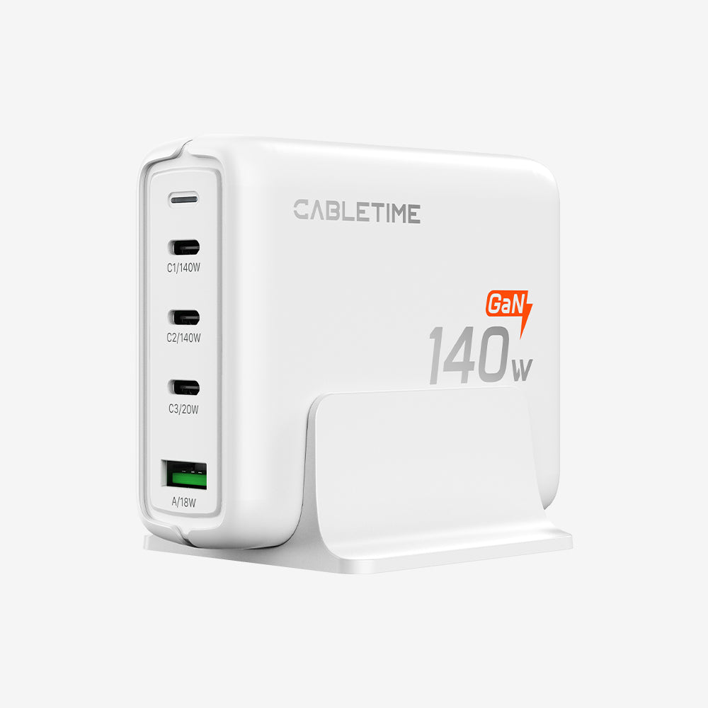 मैकबुक एयर/प्रो iPhone 17/16 प्रो के लिए 140W GaN USB C चार्जिंग स्टेशन 4 इन 1 डेस्क चार्जर ब्लॉक