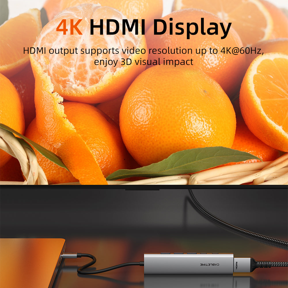 Eje 6 EN 1 USB C con HDMI y suministro de energía de 100 W para Macbook Pro Air