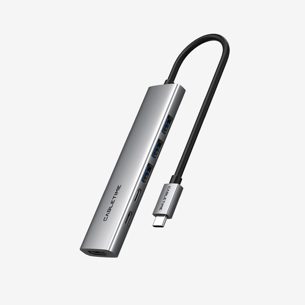 6 IN 1 USB C Hub with HDMI and 100W Power Delivery for Macbook Pro Air