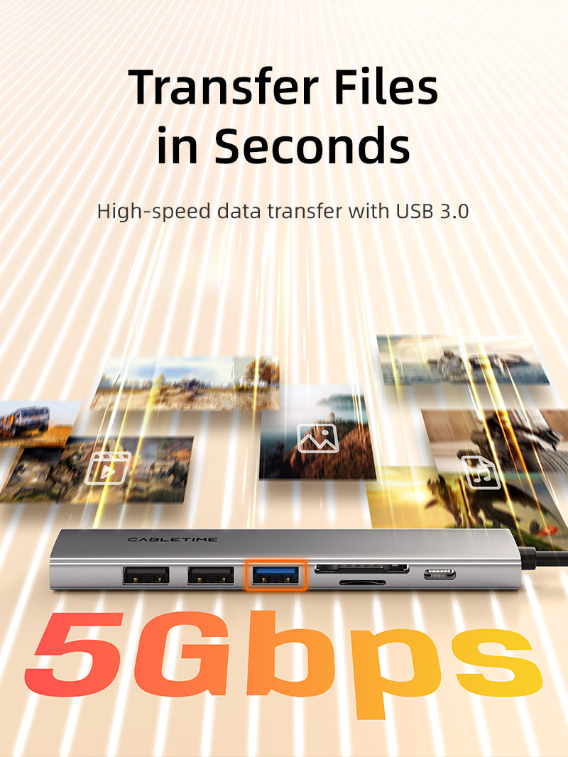 Ultra Slim Aluminum Multiport 7 IN 1 USB-C Hub for Macbook Pro