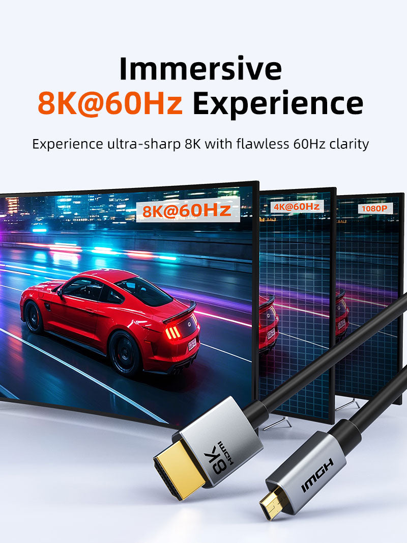 8K60Hz micro HDMI à HDMI Cable Bi-direction pour Raspberry Pi 4