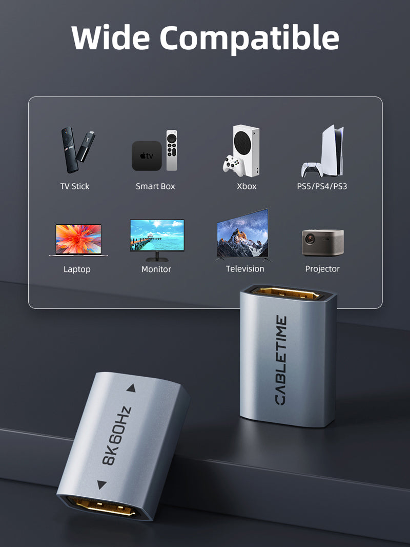 8K HDMI 2.1 Coupler Female To Female Extender Adapter