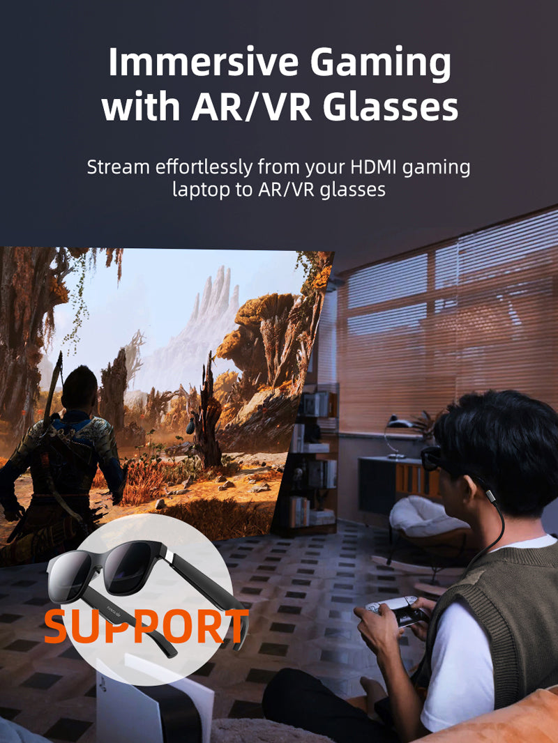 Active HDMI to USB-C Cable with USB Power | 4K 60Hz Unidirectional Adapter for Xreal Air 2, Rokid Max, RayNeo | Connects PS5, Xbox, Switch Dock to Portable Monitors