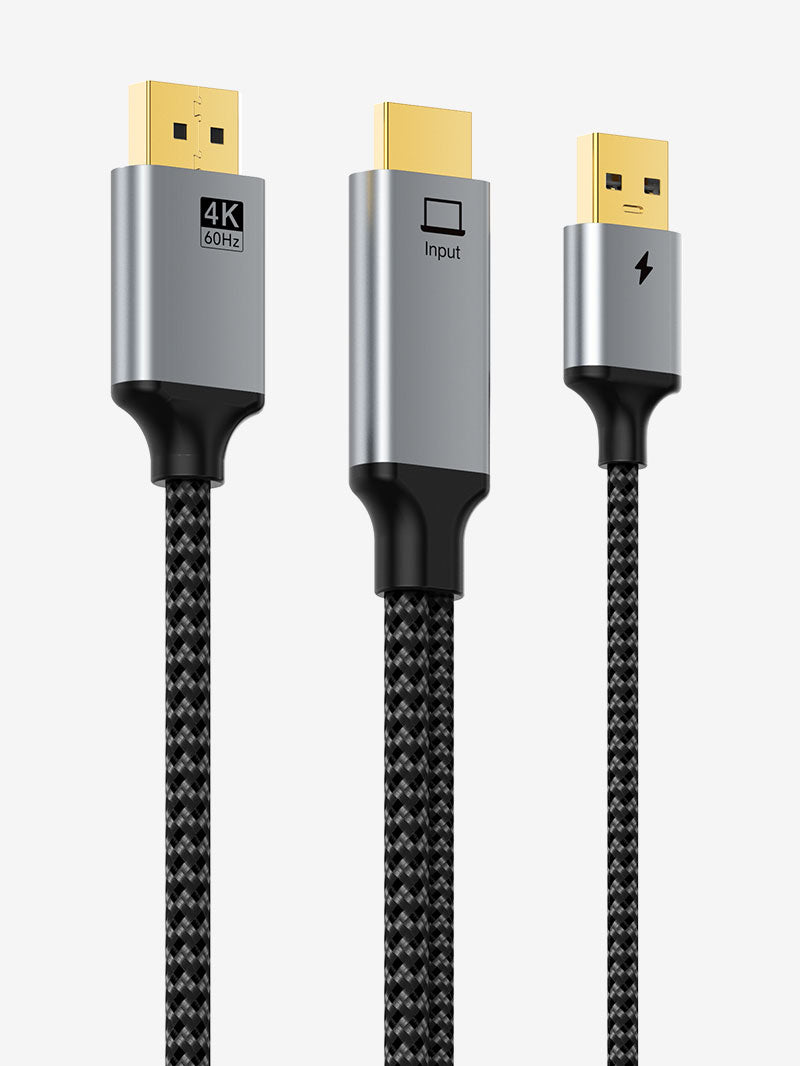 Unidirectional 4K 60Hz Active HDMI to DisplayPort Cable with USB Power for PS5, Xbox Series X, Laptop to Monitor
