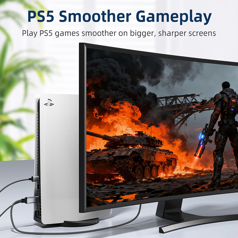 Unidirectional 4K 60Hz Active HDMI to DisplayPort Cable with USB Power for PS5, Xbox Series X, Laptop to Monitor