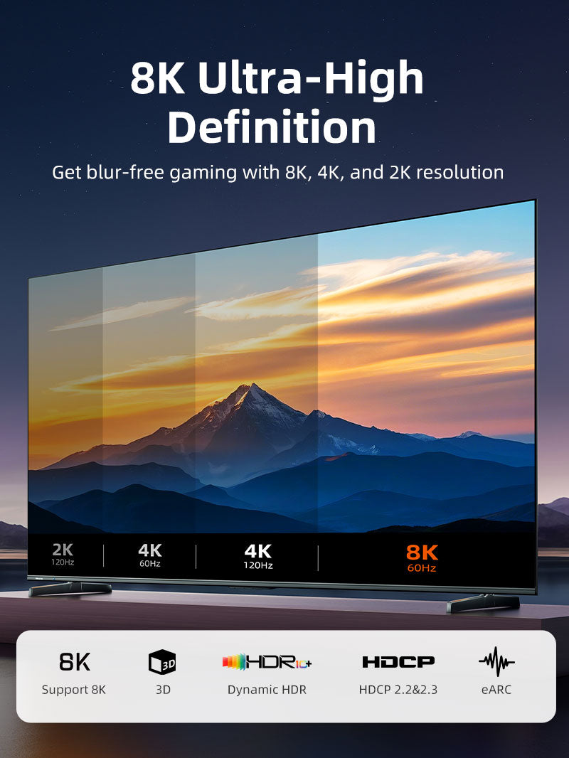 8K HDMI 2.1 Adapter Male to Female 90 Degree 270 Degree Left and Right Angle for TV