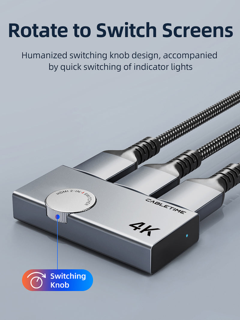 4K 60Hz HDMI 2.0 Switch 2 In 1 Out Bi-direction