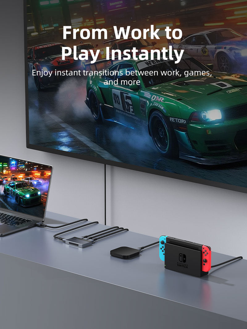 3-port HDMI Switcher 4K 60Hz dengan manual remote control untuk ps5 ps4 xbox fire stick roku apple tv pc