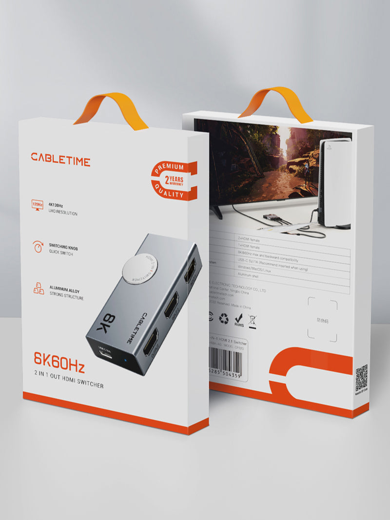 8K HDMI 2.1 Switcher 4K 120Hz 2 In 1 Out