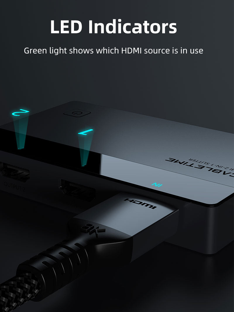 4K 60Hz HDMI Splitter 1 IN 2 Out for Dual Monitors