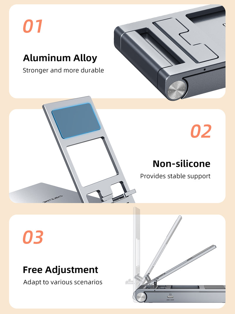 8 IN 1 USB C Hub with Foldable Stand for iPad Pro Android Tablet