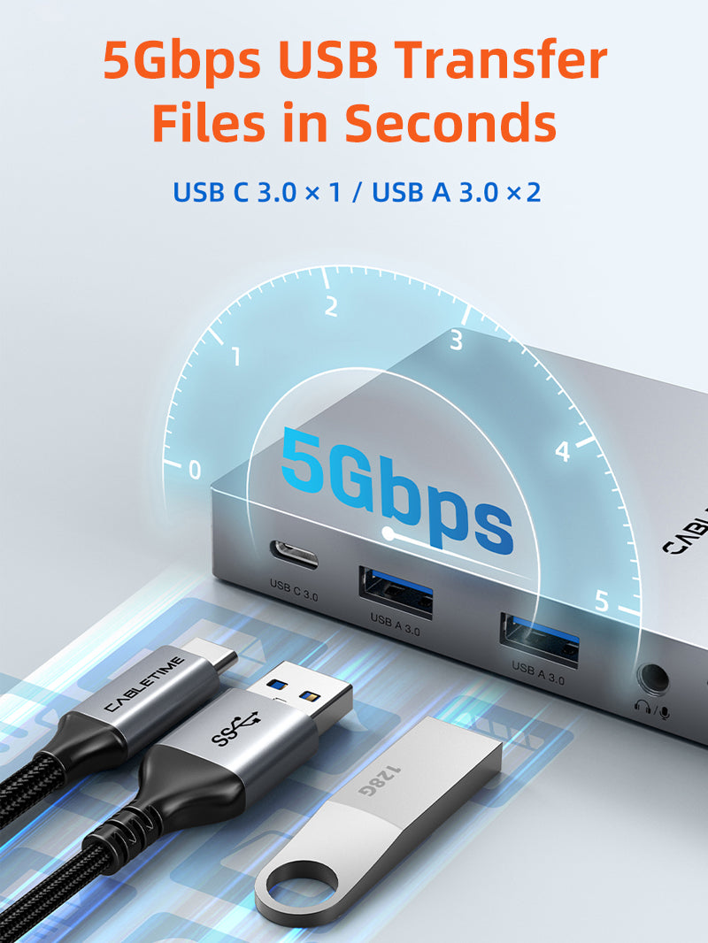 8 IN 1 USB C Hub with Foldable Stand for iPad Pro Android Tablet