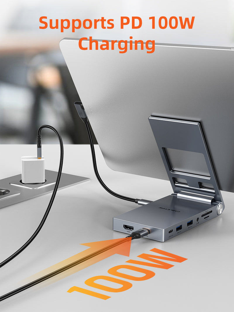 8 IN 1 USB C Hub with Foldable Stand for iPad Pro Android Tablet