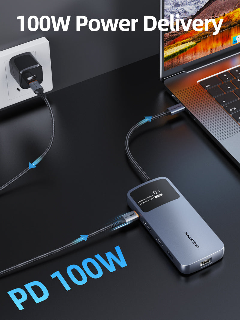 10 IN 1 8K USB C Hub for Dual 4K 60Hz Monitor offer 100w power delivery