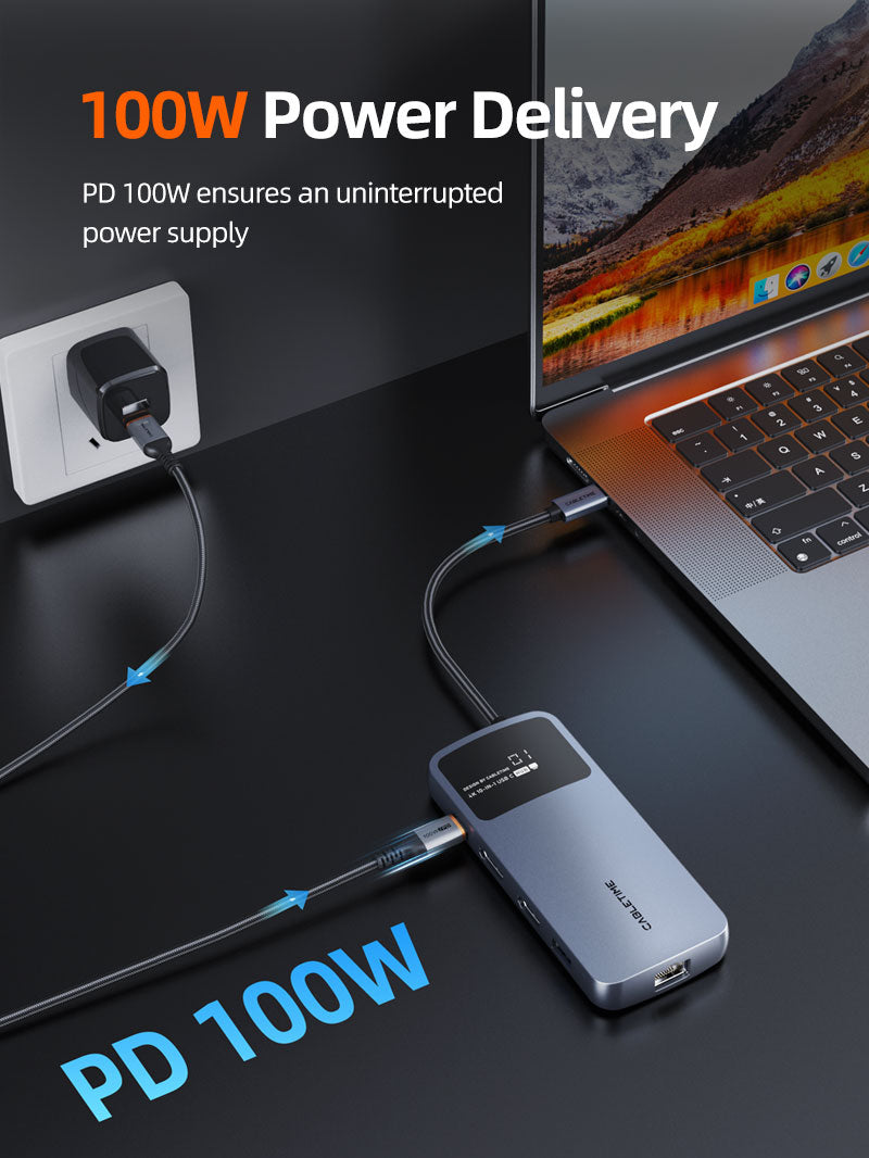 USB C Dual HDMI 4K Docking Station with Ethernet 100W PD for MacBook/Dell/HP/Surface/Lenovo