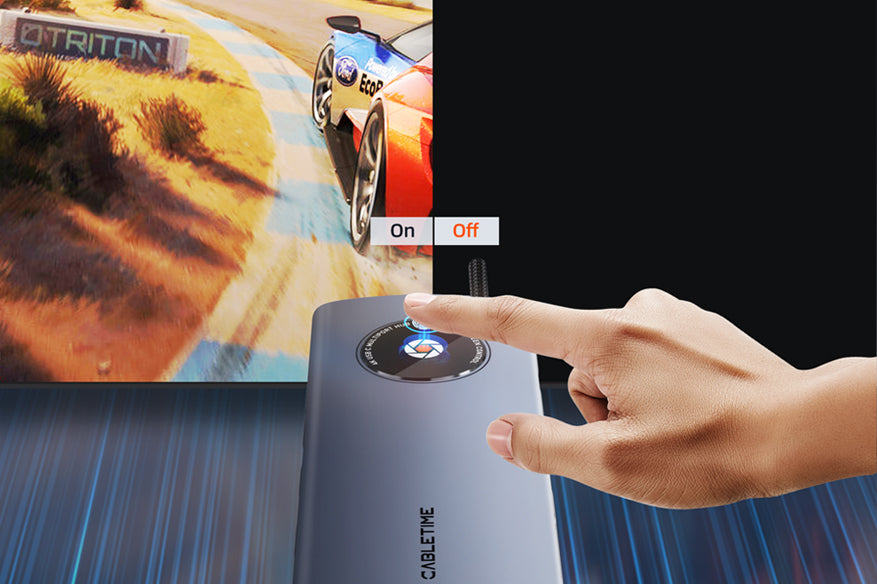 With just a simple press of a button , you can use the usb c hub turning your display screen on or off