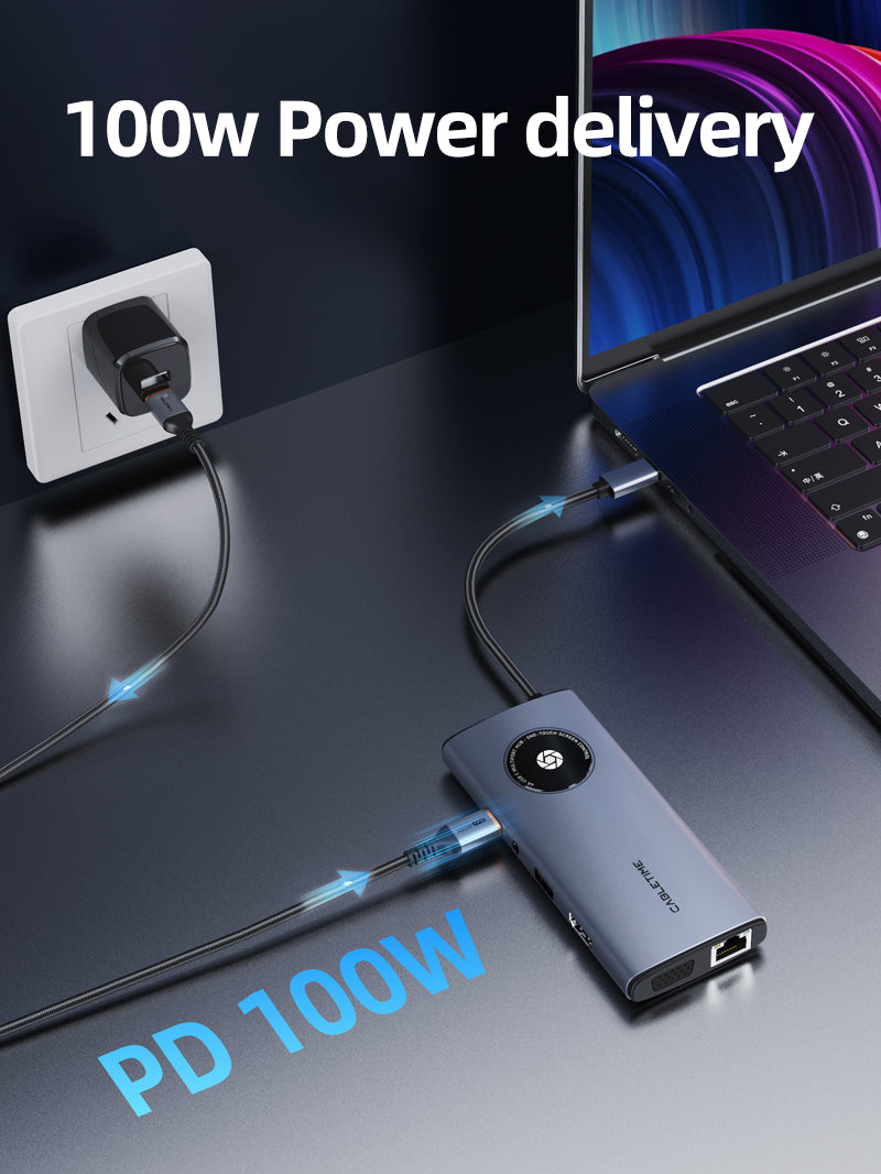 10 In 1 Multi usb-c hub with 100w power delivery