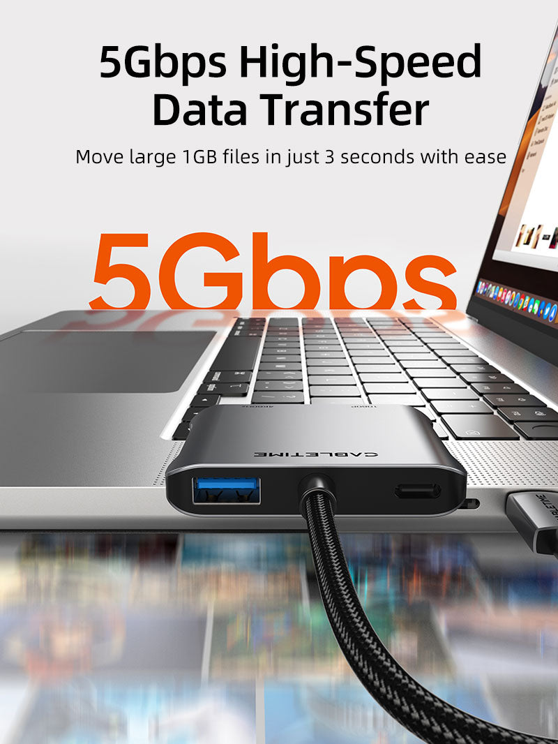 Hub USB-C double écran pour MacBook & Windows 4 en 1 avec 2 ports HDMI, PD 100 W & USB 3.0