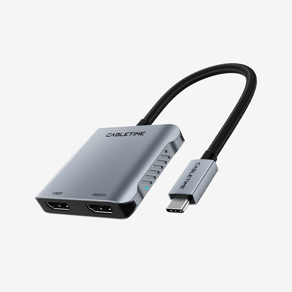 Hub USB-C double écran pour MacBook & Windows 4 en 1 avec 2 ports HDMI, PD 100 W & USB 3.0