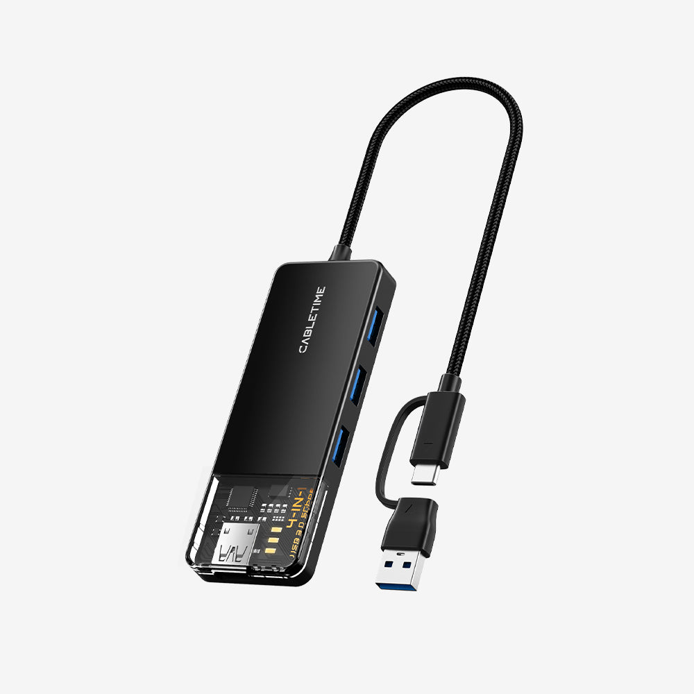 USB type C to 4 port USB 3.0 Hub 5Gbps for Mac with Type C to USB Adapter