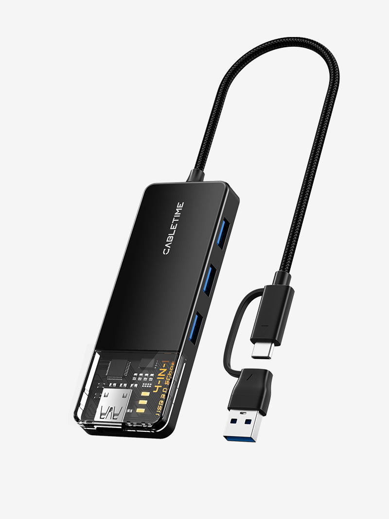 USB-C Hub to 4 Type A USB 3.2 Gen 1 Ports Portable Travel Series