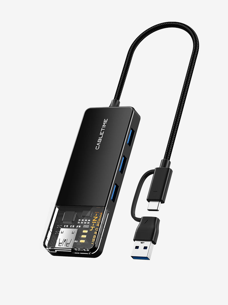 Кристально чистый USB-концентратор USB 3,0 с 4 портами 5 Гбит/с для Mac с