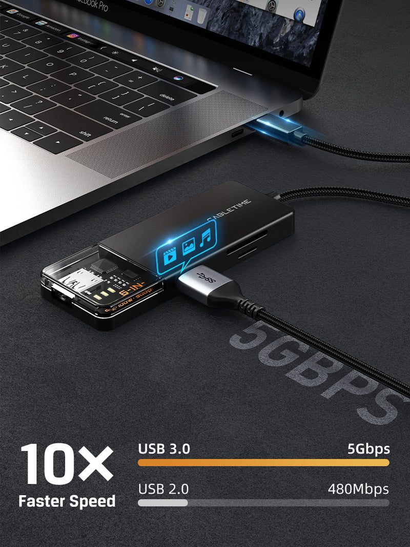 6 In 1 USB Type C Multiport Hub with 4K HDMI 100W Power Delivery