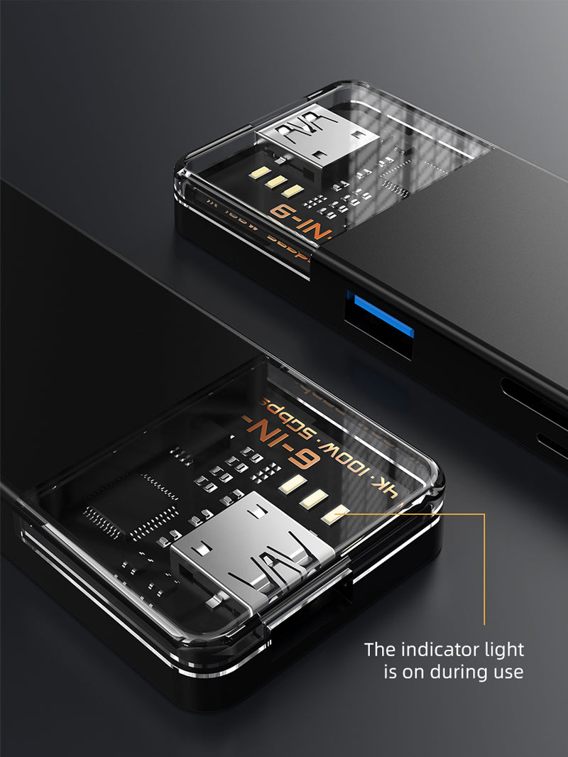 6 In 1 USB Type C Multiport Hub with 4K HDMI 100W Power Delivery