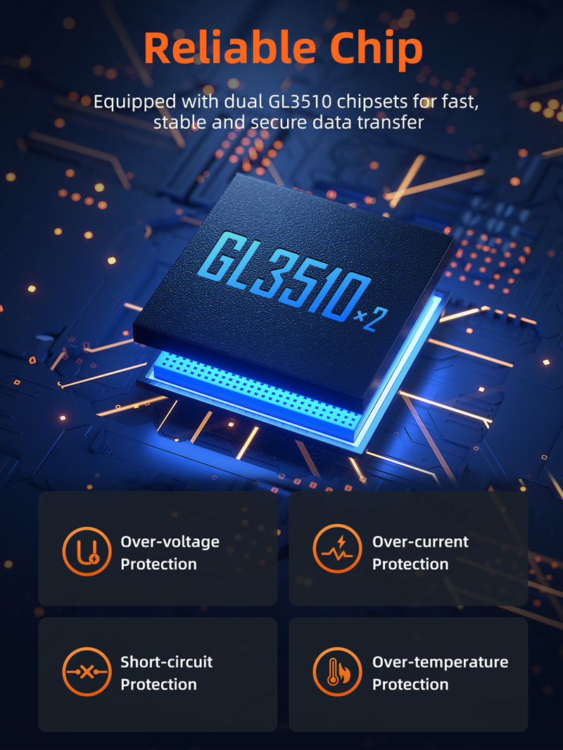 7 Port Powered USB 3.0 Hub Splitter With Long Cable for Laptop PC