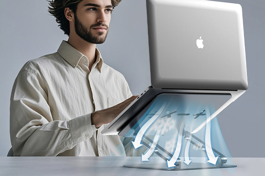 Keep your laptop cool effortlessly with the portable foldable laptop stand.