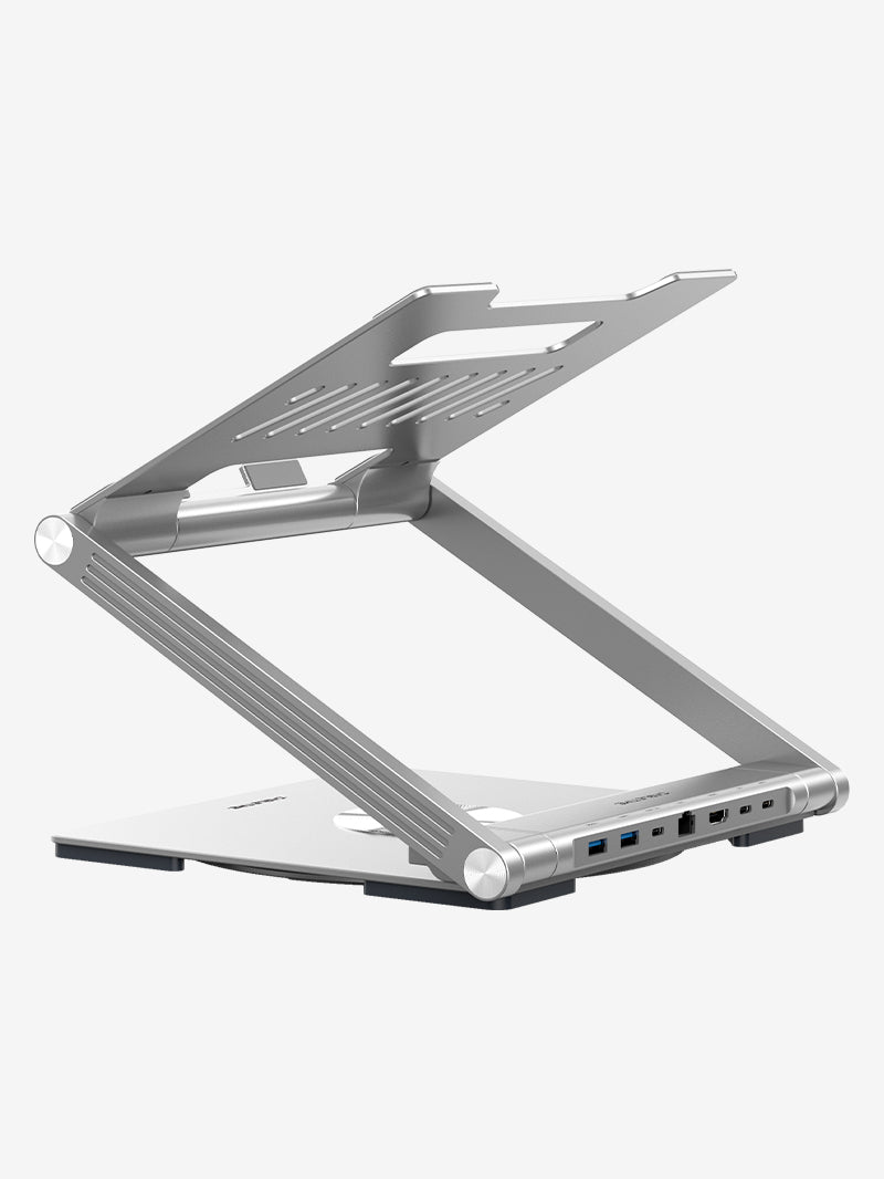 Adjustable USB C Laptop Docking Station Stand 6 IN 1 for MacBook Pro Dell HP Surface Lenovo