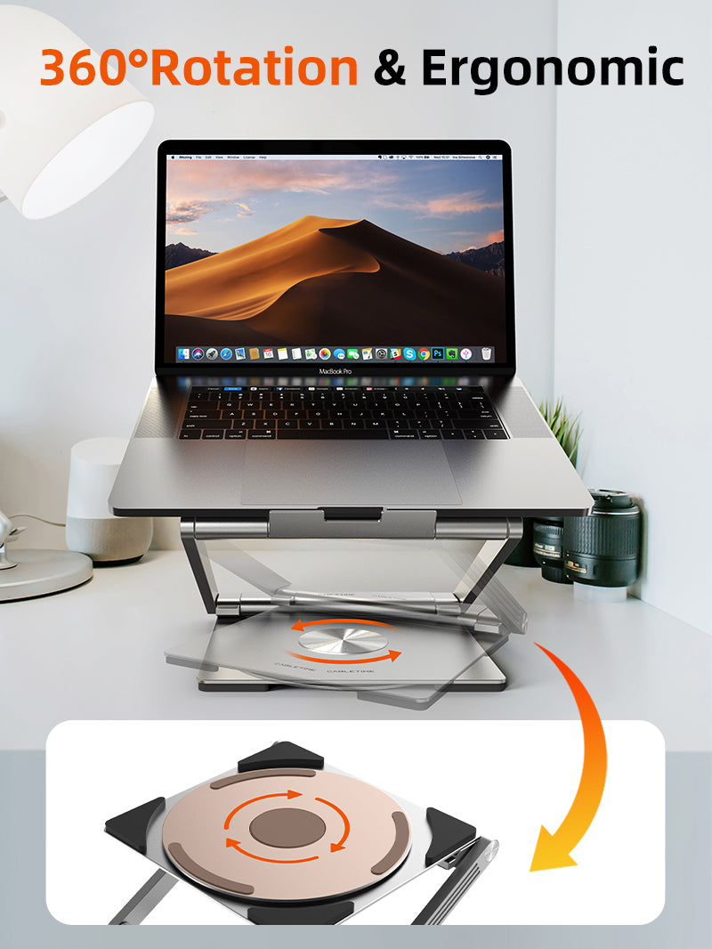 Adjustable USB C Laptop Docking Station Stand 6 IN 1 for MacBook Pro Dell HP Surface Lenovo