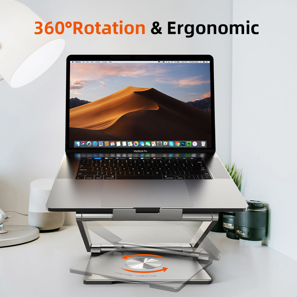 Adjustable USB C Laptop Docking Station Stand 6 IN 1 for MacBook Pro Dell HP Surface Lenovo